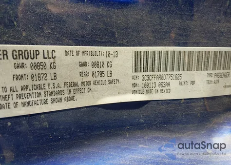 2013 Fiat 500 Pop из США, поврежденный, VIN 3C3CFFAR0DT751625